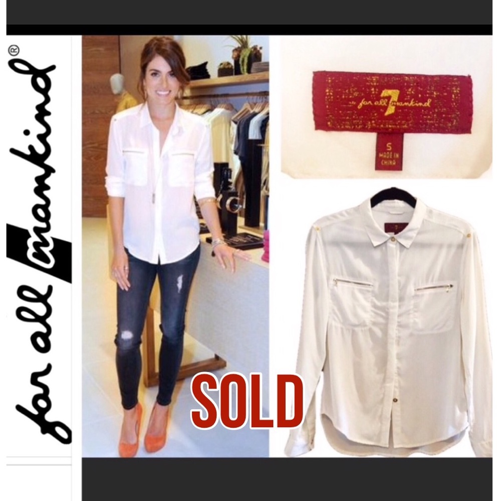 7 For All Mankind 100% Silk Cream Blouse